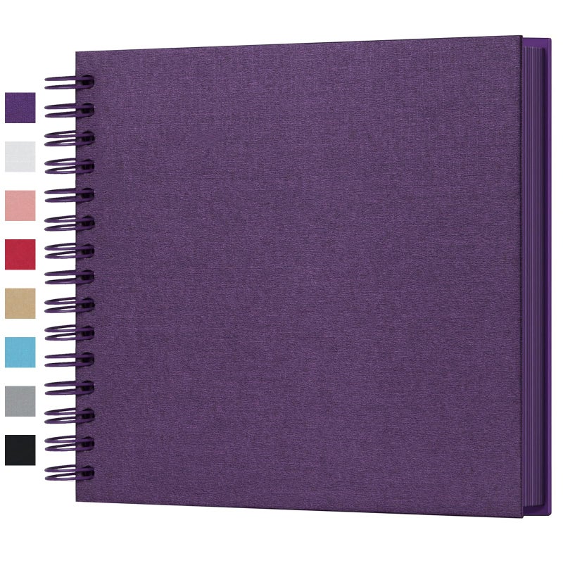 potricher 8 x 8 Inch DIY Scrapbook Photo Album 80 Pages Thick Kraft Blank Purple Paper Memory Book for Wedding and Anniversary Family (Purple, 8 Inch) - Image 1
